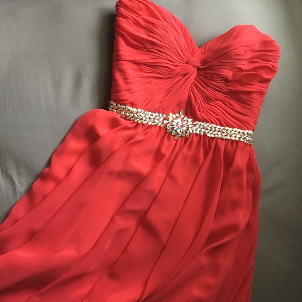 BEAUTIFUL long red dress with rhinestones!!!